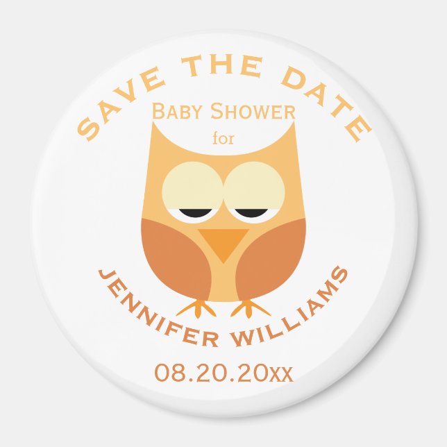 Große Blue Owl Boy Babydusche Save the Date Magnet (Vorne)