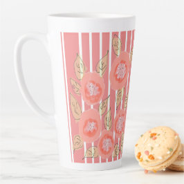 Große, blühende Korallen und latte Streifen Tasse