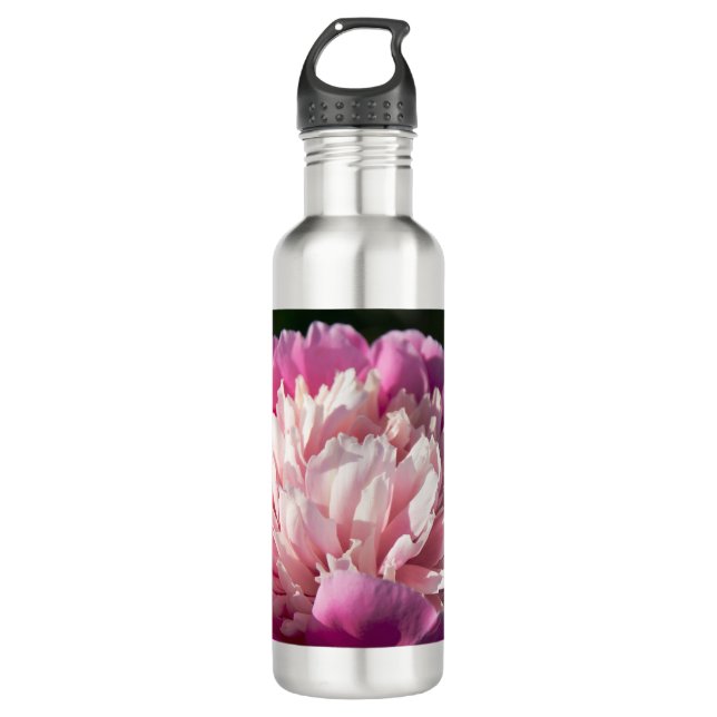 Große Blume aus rosafarbenem Pinien am Frühlingsta Edelstahlflasche (Vorderseite)