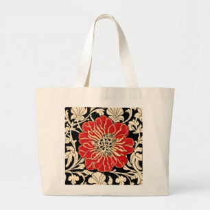 Große Blume des Roten Jugendstils Jumbo Stoffbeutel
