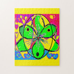 Große Blume signierte originales Kunstdesign sehr 