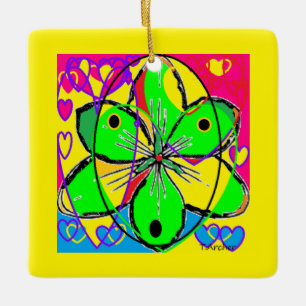 Große Blume signierte originales Kunstdesign sehr  Keramikornament