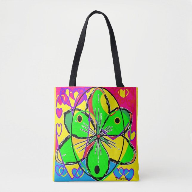 Große Blume signierte originales Kunstdesign sehr  Tasche (Vorderseite)