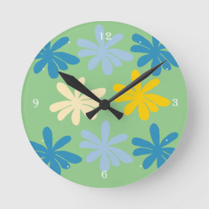 Große Blumen  Runde Wanduhr