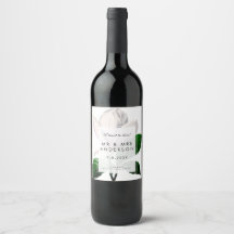 Große Botanische Grünpflanzen Hochzeitsflasche