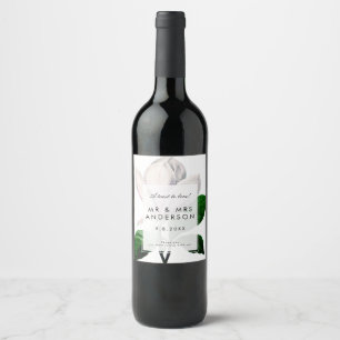 Große Botanische Grünpflanzen Hochzeitsflasche Weinetikett