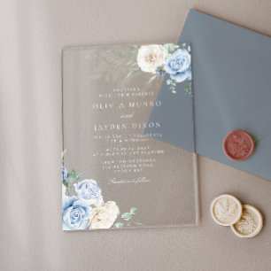 Große Botanische Hochzeit mit Blumen und Weiß Acryleinladungen