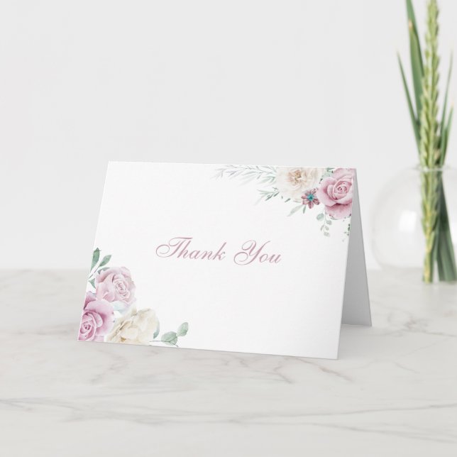 Große Botanische Hochzeit mit Blütenblüte Dankeskarte (Vorderseite)