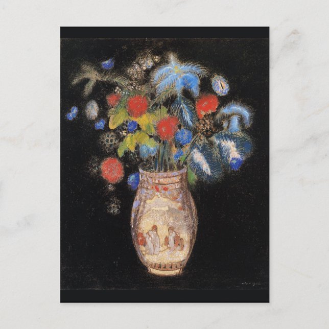 Große Bouquet auf schwarzem Hintergrund, Redon, Postkarte (Vorderseite)