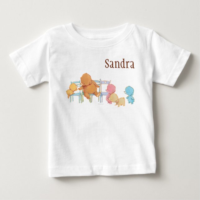 Große Braunbär-u. des Freund-Anteil-vier Stühle Baby T-shirt (Vorderseite)