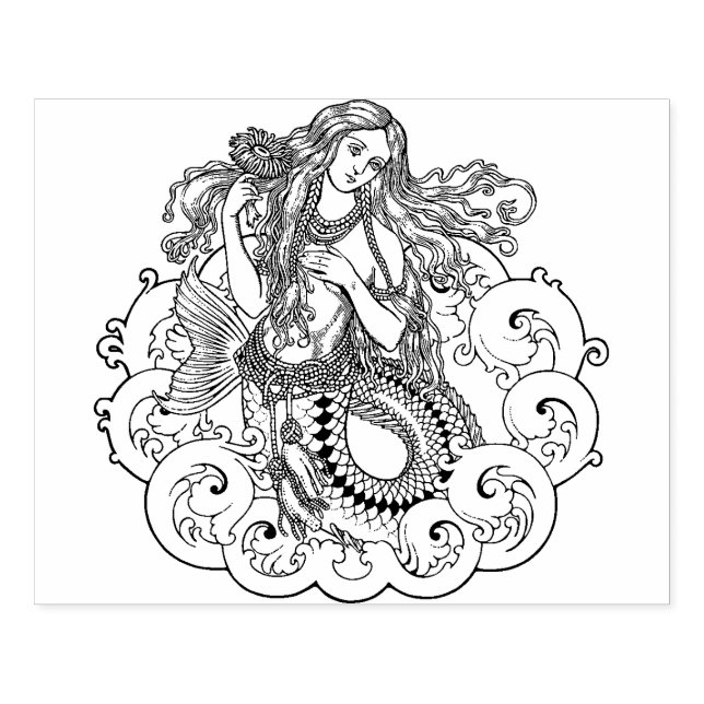 Große Briefmarke aus Mermaid Gummistempel (Prägung)
