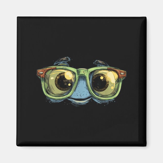 Große Brille Gesichtsausdruck Magnet (Vorne)