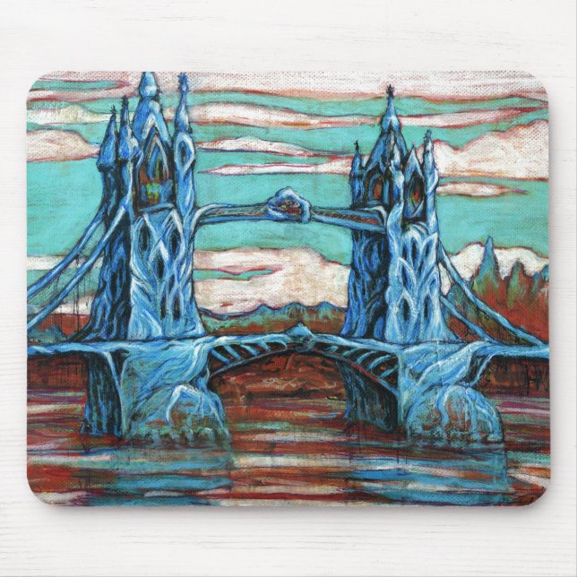 Große Brücke in einer Fantasiestadt Mousepad (Vorne)