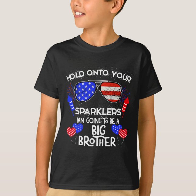 Große Bruder 4. Juli Schwangerschaftsankündigung T-Shirt (Vorderseite)