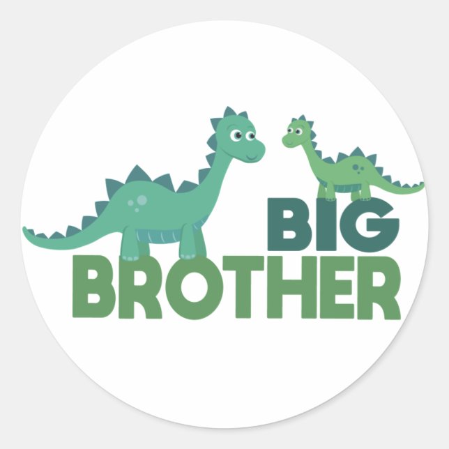 Große Bruder Dinosaurier Kinder Junge Dinoos Runder Aufkleber (Vorderseite)