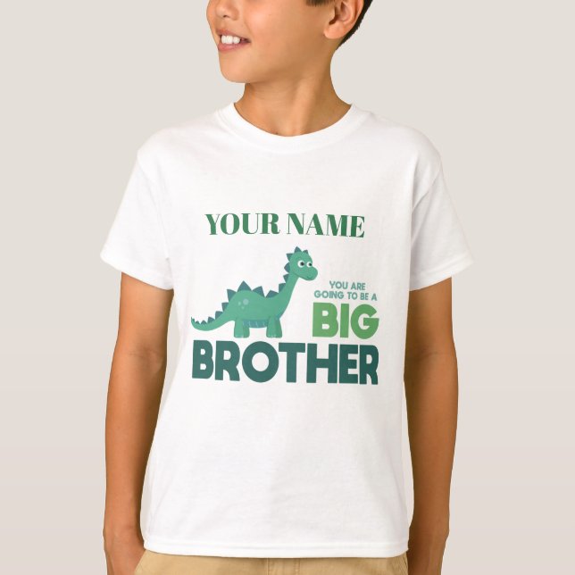 Große Bruder Dinosaurier Kinderjunge Cartoon T-Shirt (Vorderseite)