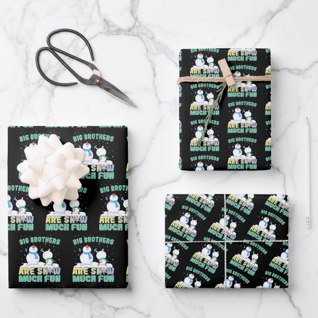 Große Brüder sind Schnee viel Spaß - Holiday Snowm Geschenkpapier Set (Vorderseite)