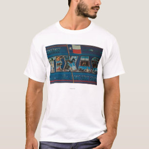 Große Buchstabe-Szenen Texas (Einzig-Stern Flagge T-Shirt