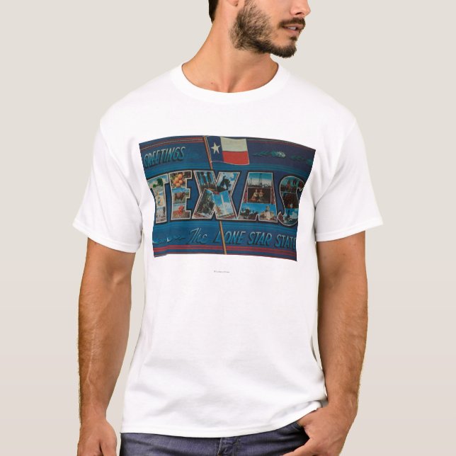Große Buchstabe-Szenen Texas (Einzig-Stern Flagge) T-Shirt (Vorderseite)