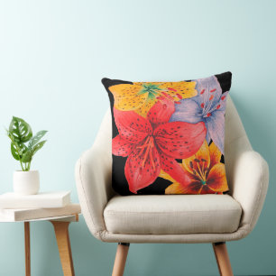 große bunte Liliendesign zeitgenössisch mit Blumen Kissen