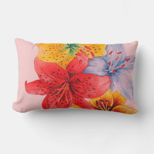 große bunte Liliendesign zeitgenössische Blume Lendenkissen
