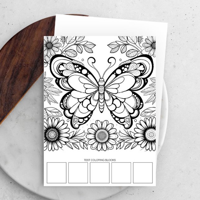 Große Butterfly-Farbkarten Entspannungswerkzeuge Einladung (Coloring pages for girls unique butterfly line art and flowers card stock by Victoria Grigaliunas)
