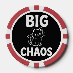 Große Chaos-Katze   Süße schwarze Katze   Lustiger Pokerchips