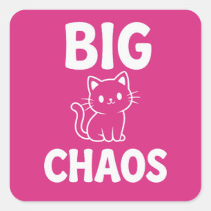 Große Chaos-Katze   Süße schwarze Katze   Lustiger Quadratischer Aufkleber