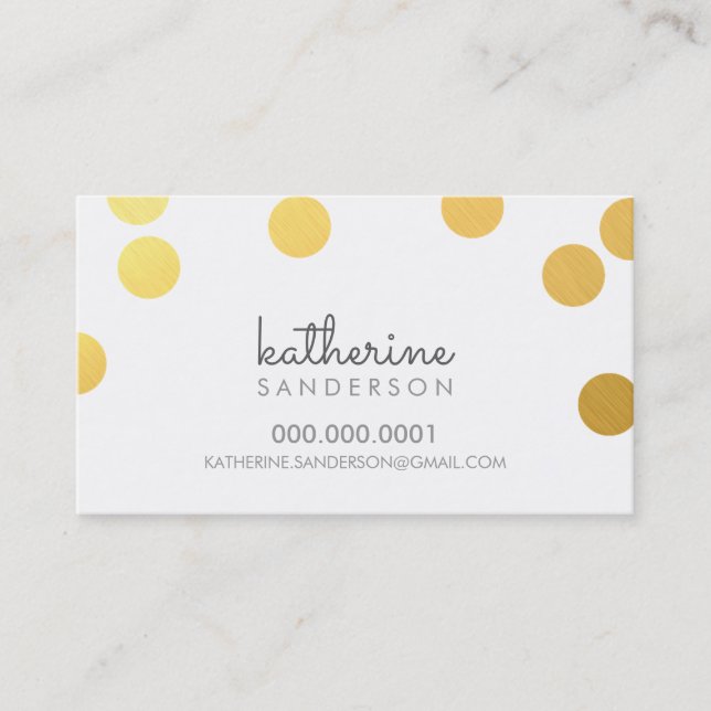 GROSSE CONFETTI SPOT Moderne fette Imitate Goldfol Visitenkarte (Vorderseite)