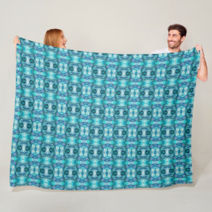 Grosse couverture en polaire cristaux aquamarines
