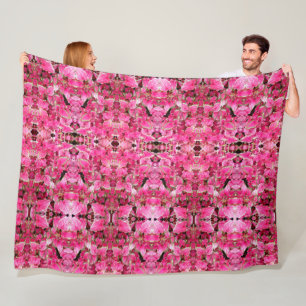 Grosse couverture en polaire Feuilles roses