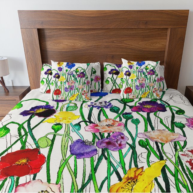 Grosse couverture en polaire Mères Jour Cadeau (Wild Poppy Fleecy Blanket and matching pillows)