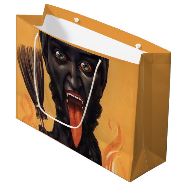 Große Creepe Krampus Geschenktasche Geschenktüte (Vorderseite Schrägansicht)