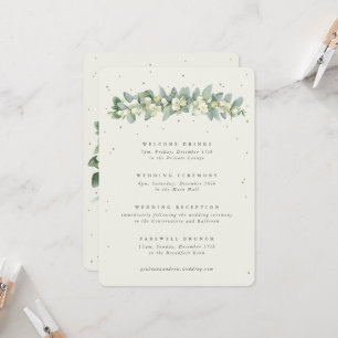 Große Creme-Schneebeere + Eukalyptus Hochzeitsplan