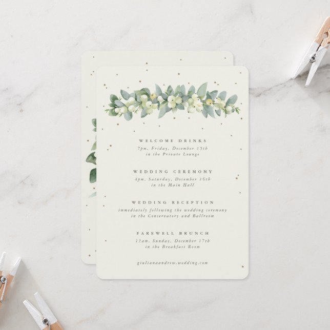 Große Creme Snowberry+Eukalyptus Hochzeitreise (Vorderseite/Rückseite Beispiel)