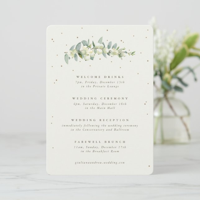 Große Creme Snowberry+Eukalyptus Hochzeitreise (Stehend Vorderseite)