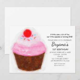 Große Cupcake & Kirsche Wasserfarbe Party-Einladun Einladung