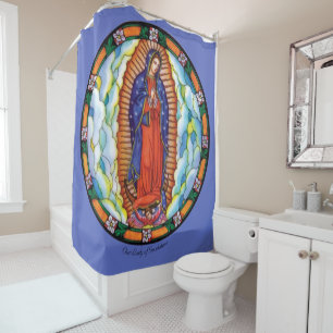 Große Dame des Blauen Duschvorhangs von Guadalupe Duschvorhang