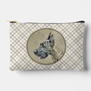 Große Dan-Malerei Brindle Original Hunde Kunst Zubehörtasche
