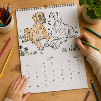 Große Däne 18-Monate Färbung Personalisiert Kalender