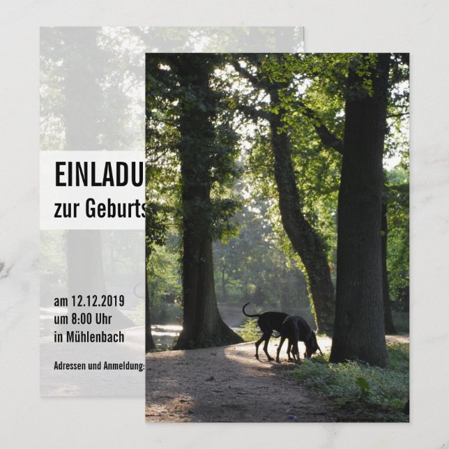 Große Dane-Einladung Einladung (Vorne/Hinten)