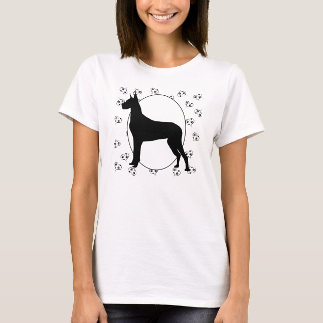 Große Dane-Herzen und -Pawprints T-Shirt (Vorderseite)