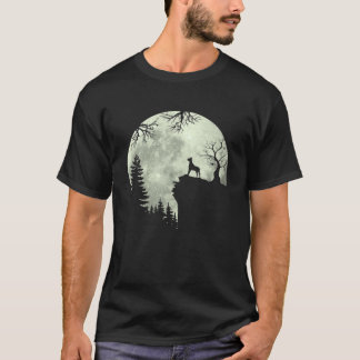 Große Däne Hund und Mond Howl in Waldhundshaal T-Shirt