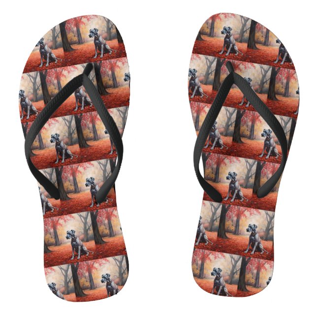 Große Däne im Herbstausfall Inspiriert Flip Flops (Fußbett)