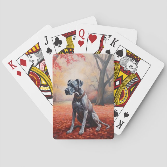 Große Däne im Herbstausfall Inspiriert Spielkarten (Rückseite)