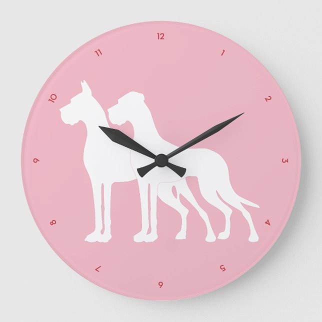 Große Däne in Rosa Wanduhr (Vorderseite)