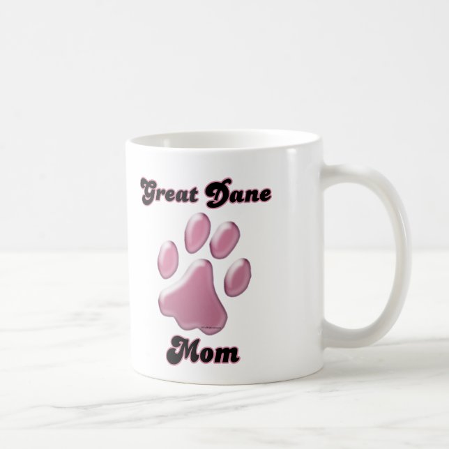 Große Dane-Mama Rosa Pawprint Kaffeetasse (Rechts)