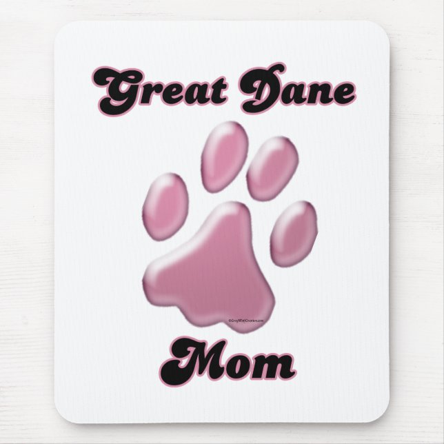 Große Dane-Mama Rosa Pawprint Mousepad (Vorne)