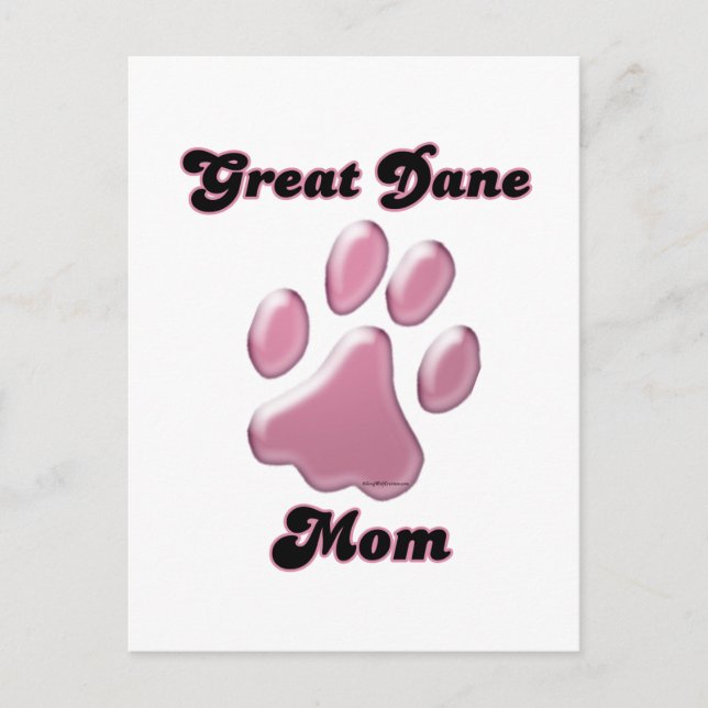 Große Dane-Mama Rosa Pawprint Postkarte (Vorderseite)