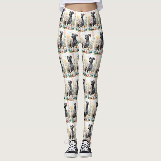 Große Däne mit Ostereiern Leggings (Vorderseite)
